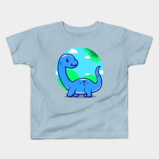 Cute Baby Brontosaurus Cartoon Kids T-Shirt